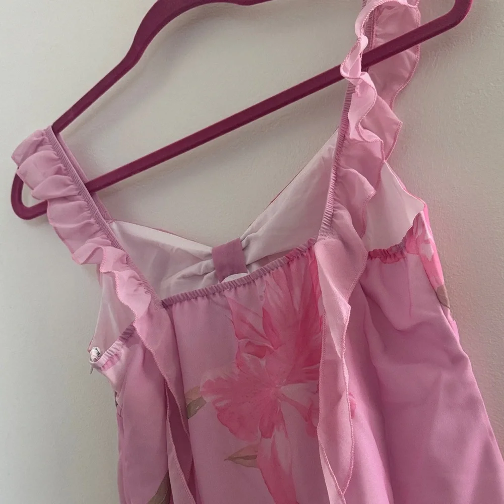 Pink Floral Ruffle Strap Top - Picture 12 of 16